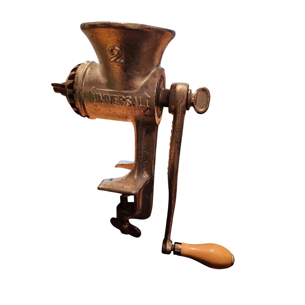 Vintage Universal No. 2 Food‎ & Meat Chopper Cast Iron Hand Crank w Box mannual